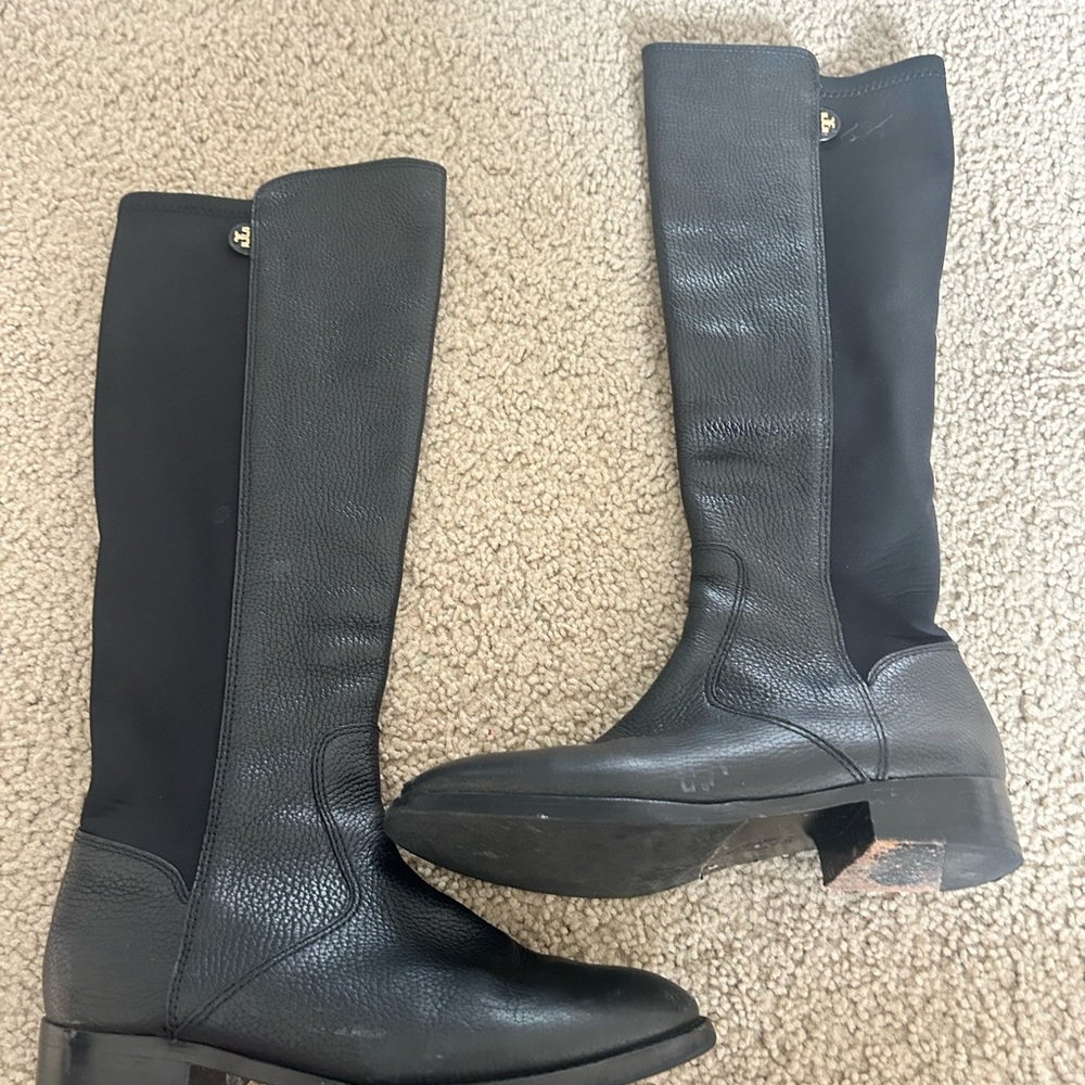 Tory Burch Black Leather Knee-High Boots